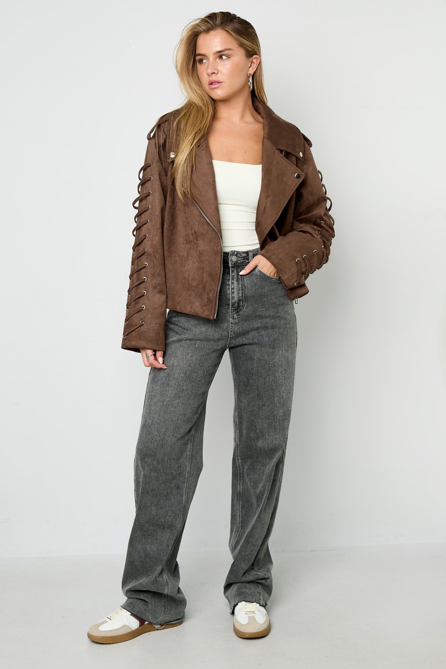 Wildlederjacke mit Schnürung h5Bild7